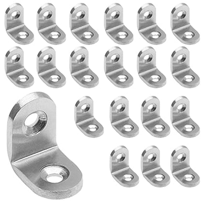 20 Pcs Stainless Steel Corner Brace, 20 x 20 mm L Bracket 90 Degree Right Angle Bracket Fastener Shelf Bracket, Brushed Finish, Thicken Corner Bracket - size: 20x20mm