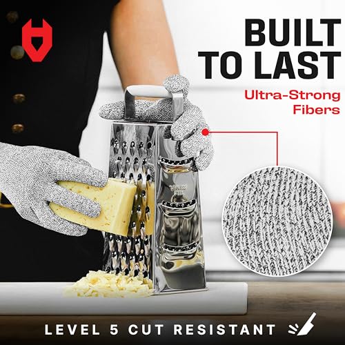 NoCry Cut Resistant Gloves With Grip Microdots — Food Grade Cutting Glove - color: Grip Dots (Grey), size: Medium, style: 1 Pack