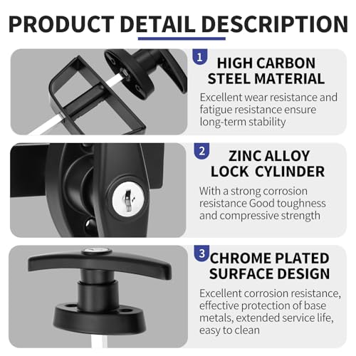 Shed Door Lock Latch, 2 Pack 5-1/2 Inch Stem Shed Door T Handle Lock with 8 Keys Hardware Set for Storage Barn Camper RV Garage, Fits on 4-1/2" Max Thickness - size: 5½ Inch Stem 2 PACK