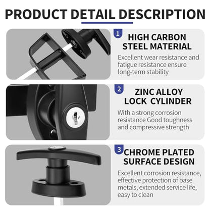 Shed Door Lock Latch, 2 Pack 5-1/2 Inch Stem Shed Door T Handle Lock with 8 Keys Hardware Set for Storage Barn Camper RV Garage, Fits on 4-1/2" Max Thickness - size: 5½ Inch Stem 2 PACK