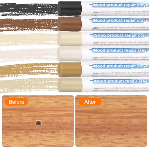 HARFINGTON Wood Filler Sticks 6 Colors Wooden Wax Touch Up Furniture Repair Crayons for Solid Black, Ash, Transparent, Silver Fir, Natural Cherry, Golden Walnut - color: Solid Black Series