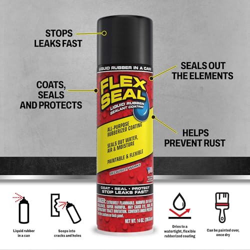 Flex Seal Spray Rubber Sealant Coating, Waterproof, Black, 14 oz, 2-Pack - color: Black, size: 14 oz (Pack of 2)