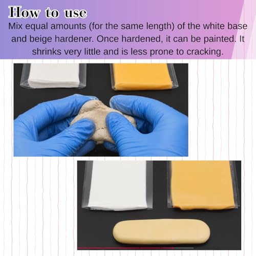 Tamiya Epoxy Putty Quick Type 2-Pack, 25g Each, Fast-Curing Modeling Putty for Plastic Model Repair, Sculpting, Detail Fabrication & Kit Modifications, Includes 2 Pairs Nitrile Gloves
