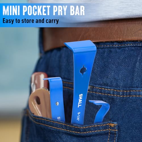 SHALL 3-Piece Mini Flat Pry Bar Set, 5-1/4", 7-1/4", 9-1/4" Small Pry Bars