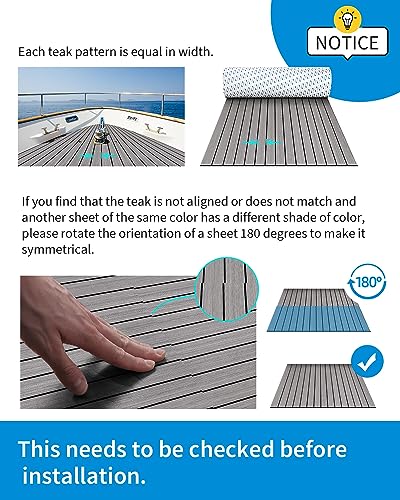 OCEANBROAD Boat Flooring 96''x16.8''/28.8''/36''/45.6'' - color: Dark Gray with Black Seam Lines, size: 96''L x 28.8''W-19.2sqft