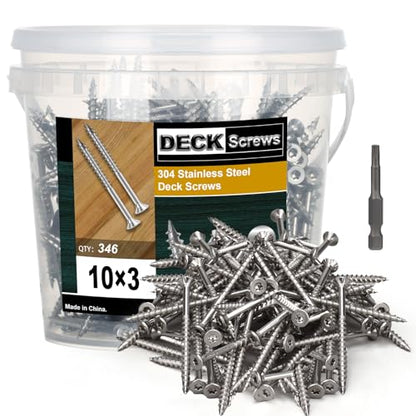 304 Stainless Steel Wood Screws, Flat Head T25 Torx Drive Deck Screws, #10x3 Inch for Wood, Decking and Fence, 5lb - size: 10x3'', style: 5lb