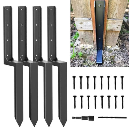 4 Pack Fence Post Repair Kit for 4x4/6x6 Leaning/Broken Wood Posts