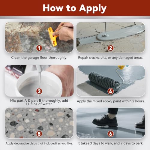 DWIL Garage Floor Epoxy Kit – Light Gray, 250sqft for Concrete - size: 110 Fl Oz (Pack of 1)