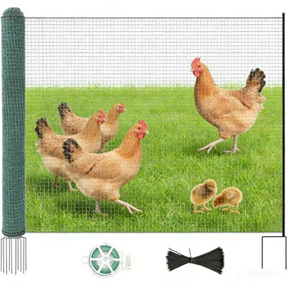 Non Electric Fence Netting 40" x164' Poultry Fence with Double Spiked Post