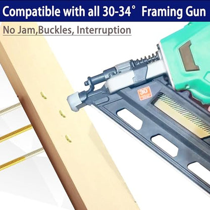 HW HAMWOO 34°Framing Nails,Ring Shank,2",2-1/2",3",3-1/2":960Pcs