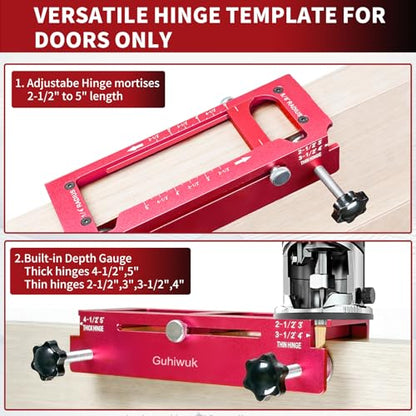 Door Hinge Jig, Aluminum Alloy Door Hinge Router Template Kit