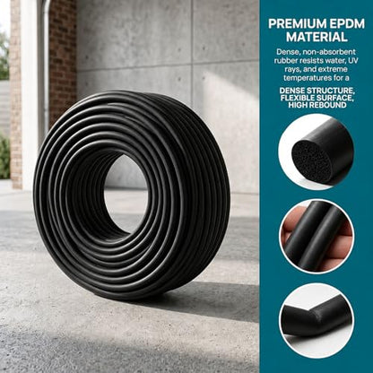 1/4 Inch x 115 Ft EPDM Backer Rod - color: Black