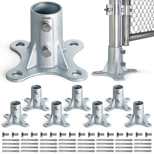 Post 2" (1 7/8" OD) Chain Link Fence Post Floor Flange Bracket, for Chain Link Fence Posts, Mailboxes, and Other Steel Round Post Galvanized Anchor Flange Bases (8 Pack) - size: 2"