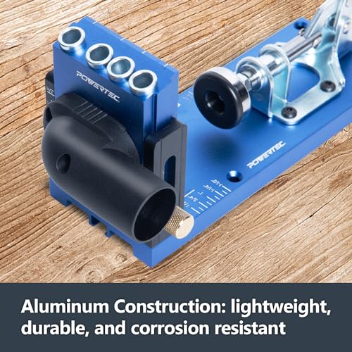 POWERTEC Aluminum Pocket Hole Jig Set with 1-1/4" OD Dust Port, Drill Bit, Drill Stop, Toggle Clamp, Screws. Adjustable Pocket Screw Jig for Woodworking DIY Carpentry Projects & Wood Joinery (71844) - style: AluminumPocket Hole Jig Set w/ Toggle Clamp