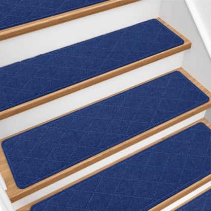 Stair Treads for Wooden Steps 15 PCS, Non Slip Stair Rugs Blue - color: Blue