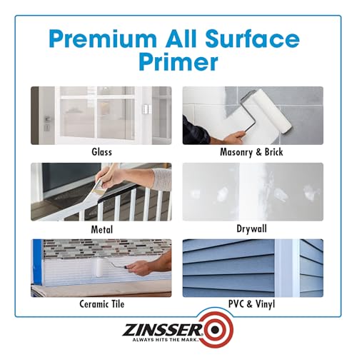 Zinsser Bulls Eye 1-2-3 Water-Base Primer & Sealer, White, 5 Gallon - color: White, size: 5 Gallon (Pack of 1)