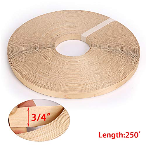 Skelang Maple 3/4" X 250' Roll Wood Veneer Edge Banding Preglued Iron-On with Hot Melt Adhesive Edgebanding Flexible Wood Tape - size: 3/4"×250'