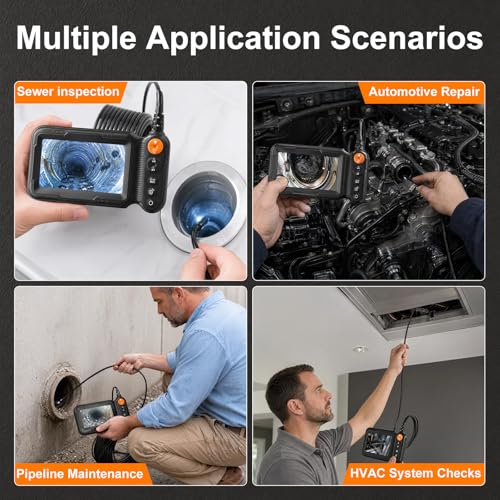 5" IPS 1920P HD Endoscope Camera with Light,Dual Lens Borescope