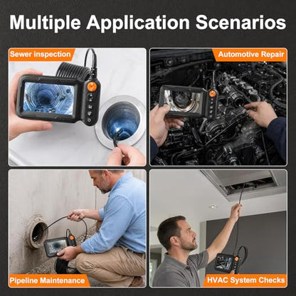 5" IPS 1920P HD Endoscope Camera with Light,Dual Lens Borescope