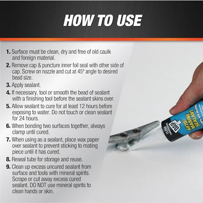 Dap 00694 2.8-Ounce Silicone Rubber Auto/Marine Sealant, Clear - size: 2.8-Ounce
