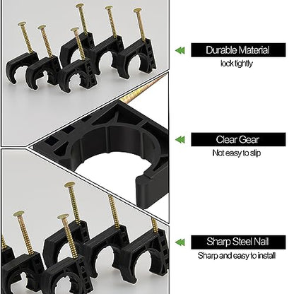 50 Pack 1/2" Half Clamps J-Hook with Nails Set - color: 50pcs J-hooks, size: 1/2 Inch