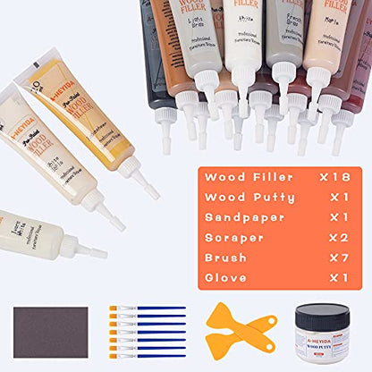 Wood Repair Kit – 31 Sets, Scratch Filler for Floors & Furniture - color: Walnut