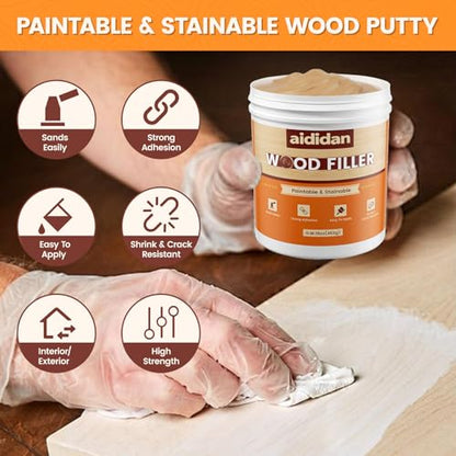 Wood Filler, Wood Putty, Wood Hole Filler, 16 Oz Natural Wood Repair Kit - color: Natural