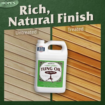 Hope's 100% Pure Tung Oil, Food Safe Wood Finish, 16 Fl Oz - 2 Pack