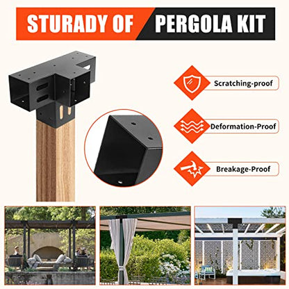 2 Pcs 4"x 4" Pergola Brackets(Actual Fit : 3.6“x3.6“) Post - size: 4-Way 4x4 Inch