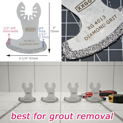 XXGO 4 Pcs Diamond Oscillating Multi Tool Grout Remover Blades XG4001S - size: 4 PCS