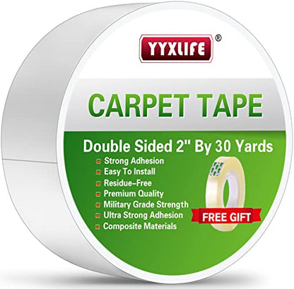 YYXLIFE Double Sided Rug Tape, Heavy Duty for Rugs & Floors, 2" x30YD - size: 2Inch x 30 Yards