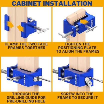BLEKOO 2 Pack Cabinet Clamps for Installation, Solid Drilling Tool With Pilot Hole Guide - style: 2PC