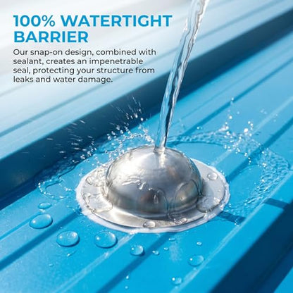 Stainless Steel Roofing Screw Caps for Roof Leak Repair, Directly Cover Existing Screw Heads, No Removal Needed, Rustproof & Weather-Resistant for Metal Roofs, Siding, Garages, Patios - color: Stainless Steel