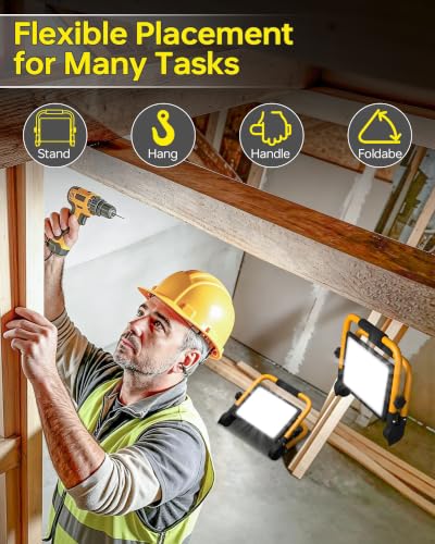 2 Pack 7200LM LED Work Light with Switch, IP66 for Garage Workshop - size: 60W-2P