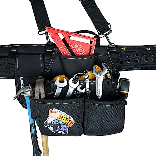 MELOTOUGH Tool Belt with Suspenders Tool Bag Supenders Framers Comb Apron Tool Belt Construction Tool Pouch Builder Heavy Duty Carpenter Suspension Rig for Electrician, Roofing,Contractor