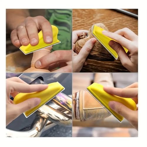 Micro Hand Sanding Block Mini Foam Sander Hook And Loop Backing Plate (Yellow) - color: Yellow