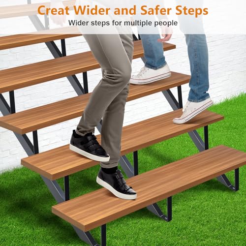 Steel Stair Riser 6 Step 3 Pack, 49.6" Metal Stair Stringers for Deck - size: 6 Step