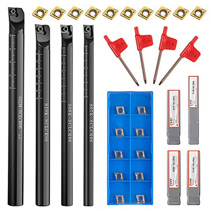 Honoson 14 Pcs Lathe Boring Internal Turning Holder 7/8/10 /12mm, Shanks