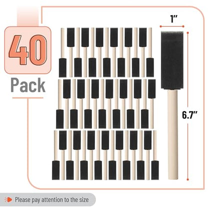 Bates Foam Paint Brushes, 1", 40 Pack - Sponge Brushes for Painting, Staining, and Mod Podge - color: Black, size: 1 inch, 40 Pack