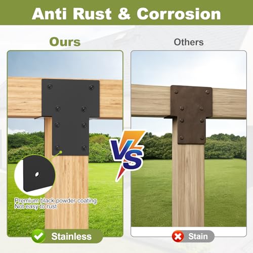 6x6 Post Caps Tie Brackets, 2Pcs Heavy Duty Connector Pergola Brackets - size: 6x6 2pcs