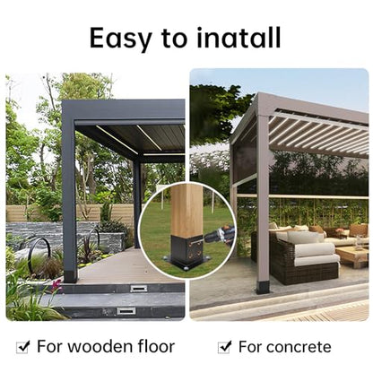 44 Post Base 8 Pcs, Deck Brackets, Inner Size 3.5"x3.5" Thick Steel Fence Anchor Base, Black Powder Coated Heavy, for Supports Porch Railing Holders Pergola Brackets - size: 8 Pack Post Base 4x4"