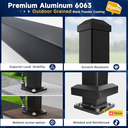 Egadis 2.56 in x 2.56 in x 45 in Aluminum Railing Post with Screws - color: The 45in Post - 1Pack