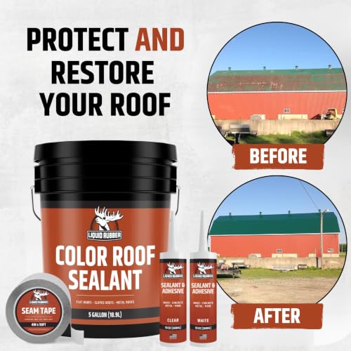 Liquid Rubber Color Roof Sealant - Flat & Metal, White, 1 Gallon - color: White, size: 1 Gallon