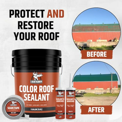 Liquid Rubber Color Roof Sealant - Flat & Metal, White, 1 Gallon - color: White, size: 1 Gallon