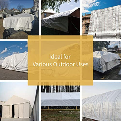 GUARD SHIELD White Tarp 12x12 Feet Medium Duty All Purpose Poly Tarps Cover 7mil - color: White, size: 12x12