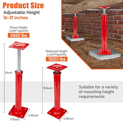 4 Pack House Floor Jacks, 16"-21" Height Range, 11023 LBS Max Load - size: 16" - 21" (4 Pack)