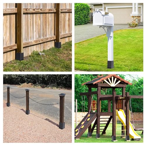 2 Pcs 22" Fence Post Anchor Ground Spike|Black Powder-Coated|4"x4" - size: 2 Pcs, style: 4"x 4"