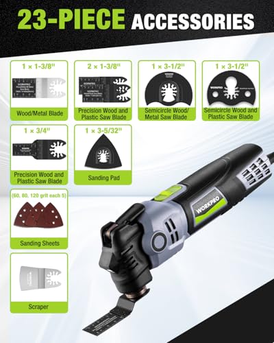 WORKPRO 400W Corded Oscillating Multi-Tool Kit - size: Corded 400 W