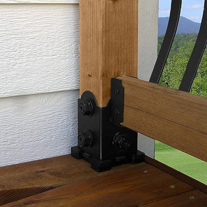 OZCO Post Base Kit with Single Rail Saddle, 6in x 6in, 1 Kit, Black - size: 6x6, style: Laredo Sunset, Single Rail Saddle