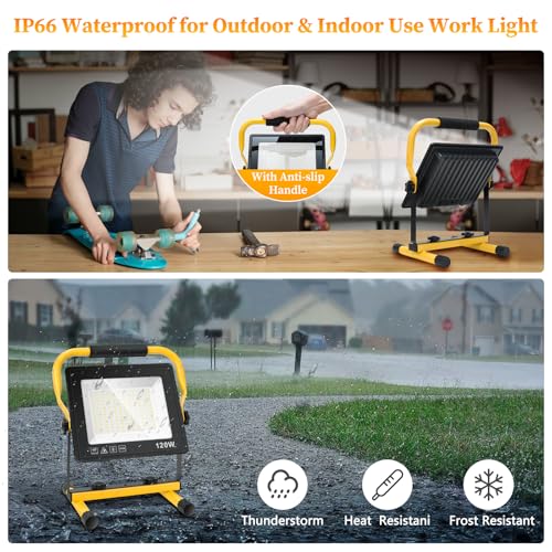 120W LED Work Light, 12000LM Portable Work Light with 16.4FT Cord